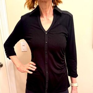 White House Black Market Black Snap Blouse Size XS